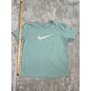 The Nike Tee‎ T-Shirt Men Size Large Light Blue Metallic Big Logo Nike Air